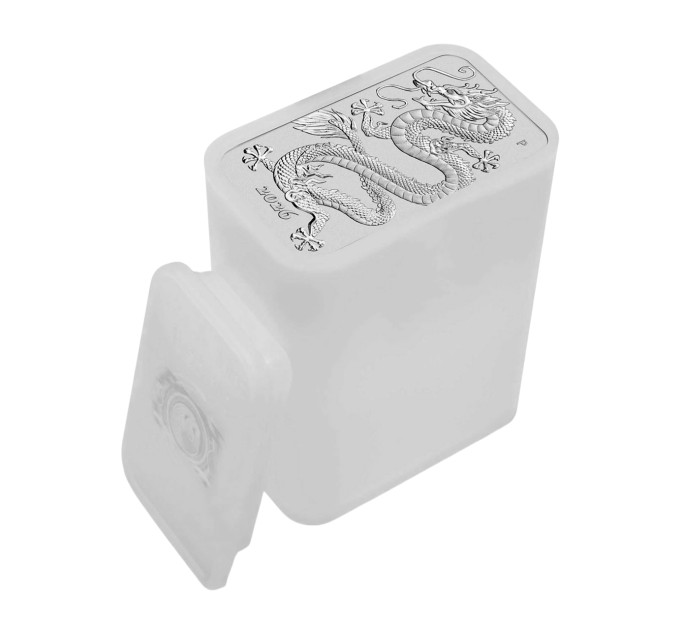 Прямокутна срібна монета 1$ Дракон 1oz 2026 Австралія — Perth Mint, Ag 999.9