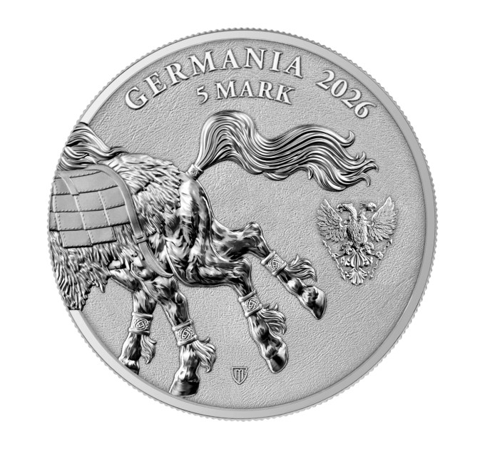 Срібна монета Germania Beasts: Sleipnir 1 oz 2026 — 5 Mark Ag .9999