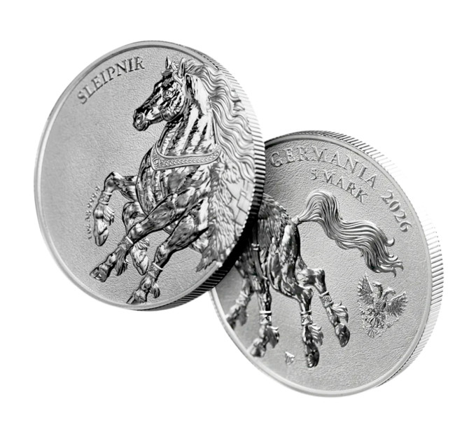 Срібна монета Germania Beasts: Sleipnir 1 oz 2026 — 5 Mark Ag .9999